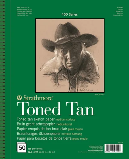 STRATHMORE - Skicovací papier v krúžkovej väzbe 23x31 cm (50 listov - tónovaný sivý)