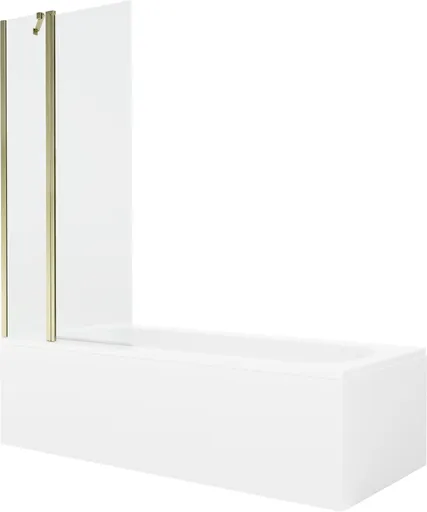 MEXEN/S - Vega obdĺžniková vaňa 180 x 80 cm s panelom + vaňová zástena 80, transparent, zlatá 550118080X9408115000