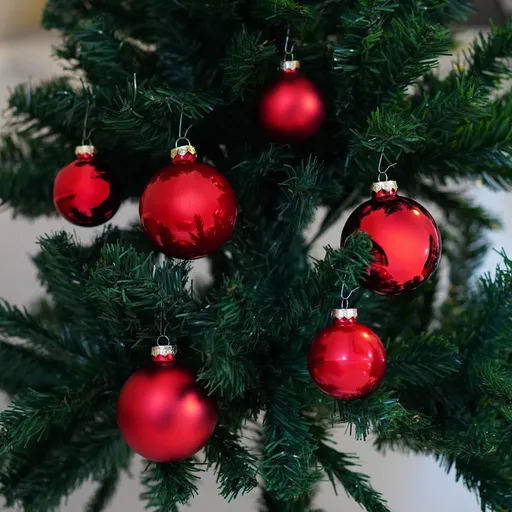 Sada vánočních ozdob, červené, 30 ks