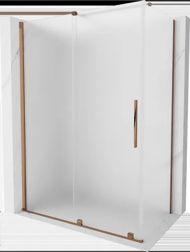 MEXEN/S - Velár sprchovací kút, posuvné dvere 130 x 70, dekor, ružové zlato 871-130-070-31-60