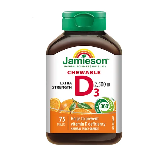 JAMIESON Vitamín D3 2500 IU pomaranč 75 žuvacích tabliet