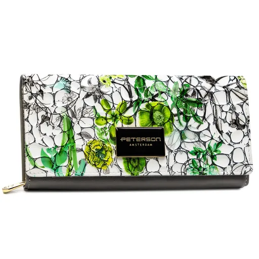 Horizontálna dámska peňaženka z pravej kože vybavená systémom RFID, zapínaná na patentku - Peterson