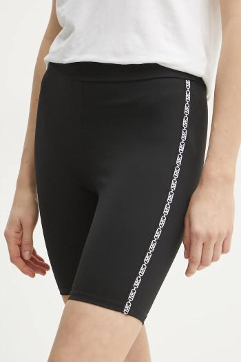 Šortky MICHAEL Michael Kors dámske, čierna farba, s nášivkou, vysoký pás, MR530QN1RE