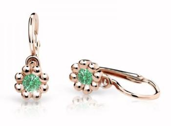 Cutie Jewellery Detské náušnice z ružového zlata C2030-10-X-4 zelená