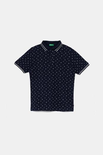 Detská bavlnená polokošeľa United Colors of Benetton tmavomodrá farba, vzorovaná, 3H35C301V