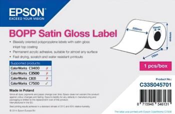 Epson C33S045701 BOPP Satin Gloss, pre ColorWorks, 220mmx750m, polypropylén, biele samolepiace etikety