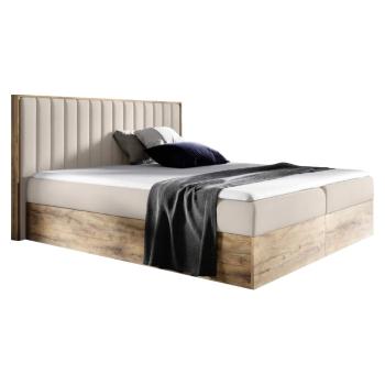 KONDELA Wood 4 boxspringová manželská posteľ béžová / dub lancelot