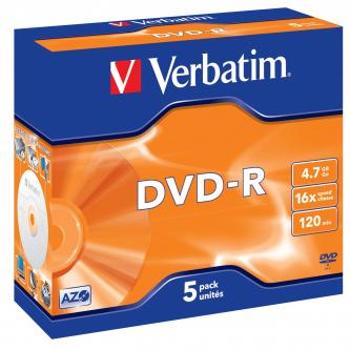 Verbatim DVD-R, Matt Silver, 43519, 4.7GB, 16x, jewel box, 5-pack, bez možnosti potisku, 12cm, pro archivaci dat