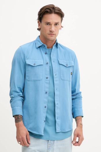 Bavlnená košeľa G-Star Raw zelená farba, regular, s klasickým golierom