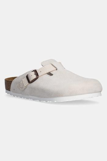 Semišové šľapky Birkenstock Boston pánske, béžová farba, 1028790