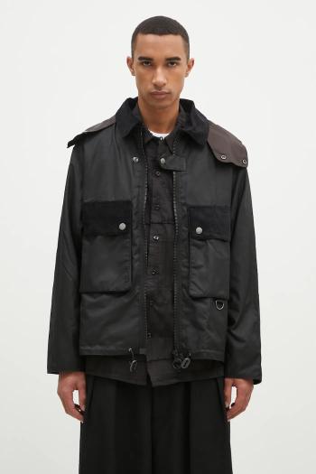 Bavlnená bunda Barbour Re-Engineered Spey Wax Jacket čierna farba, prechodná, MWX2341