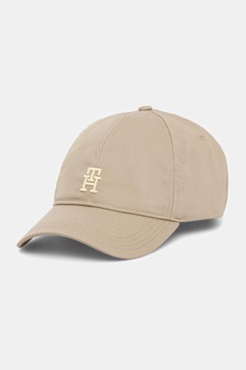 Bavlnená šiltovka Tommy Hilfiger béžová farba, s nášivkou, AM0AM13542