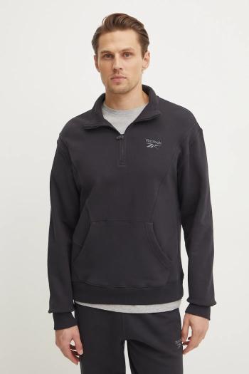 Bavlnená mikina Reebok Classic pánska, čierna farba, s nášivkou, 100214081