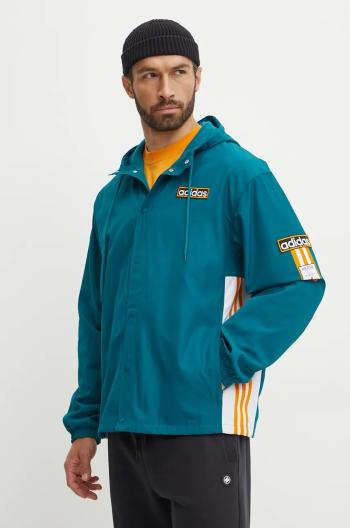 Bunda adidas Originals Adibreak Windbreaker pánska, tyrkysová farba, prechodná, oversize, IW5811