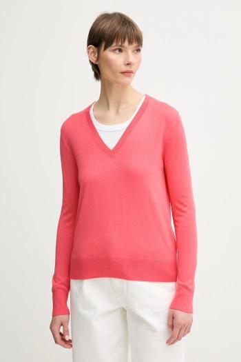 Sveter s prímesou hodvábu United Colors of Benetton ružová farba, ľahké, 1ZRED402L
