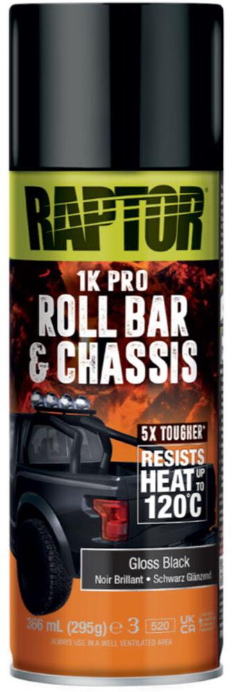 RAPTOR 1K ROLL BAR & CHASSIS - Sprej na podvozky a rámy gloss black, 0,295 kg