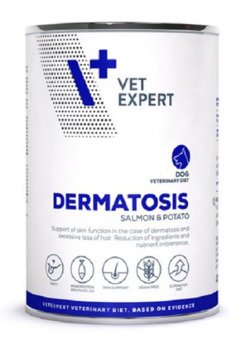 VetExpert VD dog 4T Dermatosis Salmon & Potatio diétne krmivo v konzerve pre psy 400g