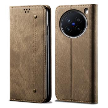 DENIM Peňaženkový kryt pre Vivo X200 Pro 5G šedohnedý