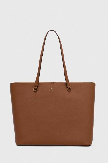 Kožená kabelka Lauren Ralph Lauren hnedá farba,431911655