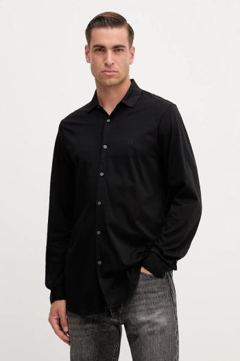 Bavlnená košeľa Armani Exchange čierna farba, regular, s klasickým golierom, XM001370 AF10364