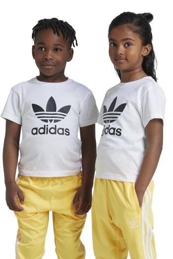 Detské bavlnené tričko adidas Originals TREFOIL TEE biela farba, s potlačou, JE0518