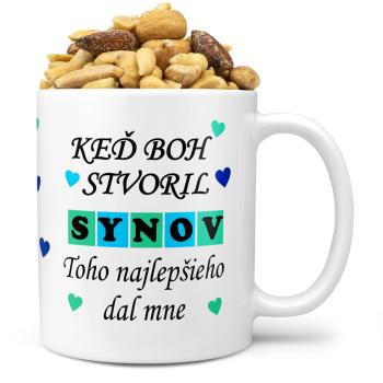 Hrnček Keď boh stvoril synov (Náplň hrnčeka: Zmes slaných orieškov)