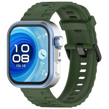 RIBBED Silikónový remienok pre Huawei Watch Fit 4 / Fit 4 Pro tmavozelený