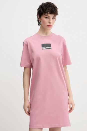 Bavlnené šaty Karl Lagerfeld Jeans ružová farba, mini, rovný strih, A2W13028
