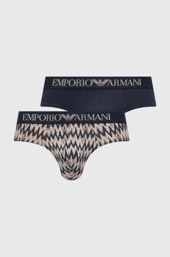 Slipy Emporio Armani Underwear 2-pak pánske, tmavomodrá farba, 111733 4R504