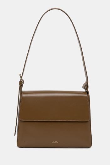 Kožená kabelka A.P.C. sac virginie flap hnedá farba, PXBRU.F61924