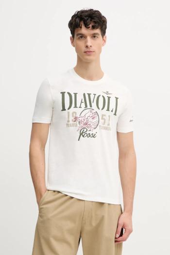 Bavlnené tričko Aeronautica Militare pánske, biela farba, s potlačou, TS2422J686