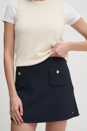 Sukňa Tommy Hilfiger tmavomodrá farba, mini, áčkový strih, WW0WW44994