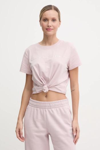 Bavlnené tričko Dkny dámske, ružová farba, DP4T9518