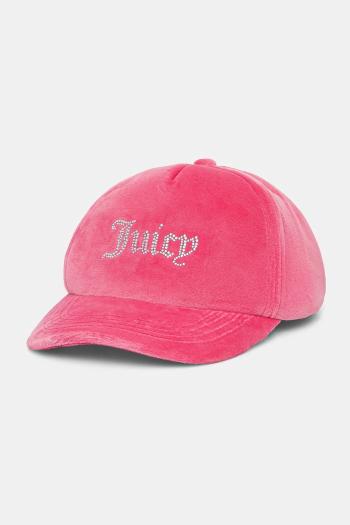 Velúrová bejzbalová čiapka Juicy Couture VERONICA VELOUR & DIAMANTE ružová farba, s nášivkou, JCAWH224702