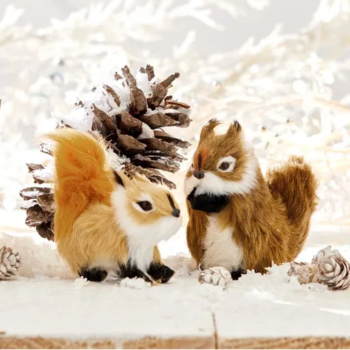 Veverička z imitácie kožušiny, súprava 2 ks