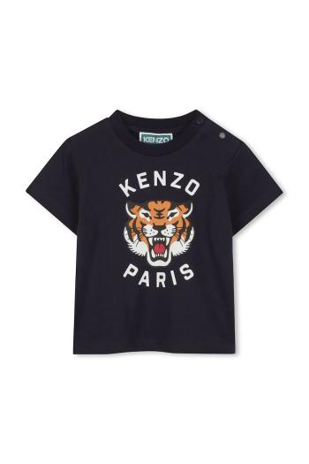 Detské bavlnené tričko Kenzo Kids tmavomodrá farba, s potlačou, K60971