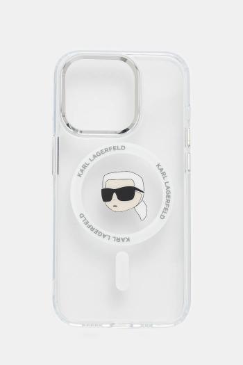 Puzdro na mobil Karl Lagerfeld iPhone 15 Pro biela farba, KLHMP15LHLSKIH