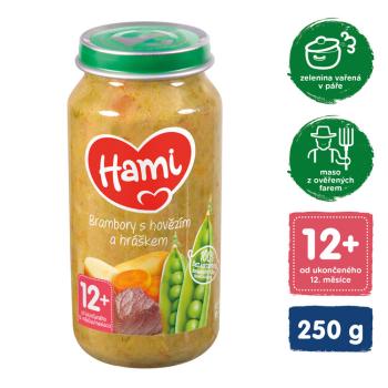 Hami Zemiaky s hovädzím a hráškom 250 g,HAMI Zemiaky s hovädzím a hráškom (250 g) - mäsovo-zeleninový príkrm