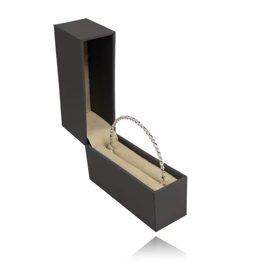 Šedá krabička na pevný náramok s krémovým vankúšikom