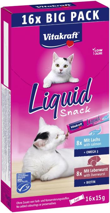 VITAKRAFT Cat Liquid Snack pečeňovka+losos 16 x 15 g