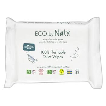 ECO BY NATY Vlhčené splachovateľné obrúsky s funkciou toaletného papiera bez vône 42 ks