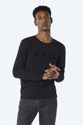 Bavlnená mikina A.P.C. Sweat Vpc Sweat Vpc COECQ-H27378 BLACK pánska, čierna farba, s nášivkou