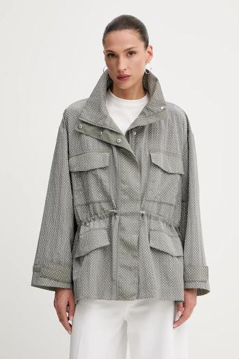 Bunda Pinko šedá farba, prechodná, oversize, 104598 A2BW