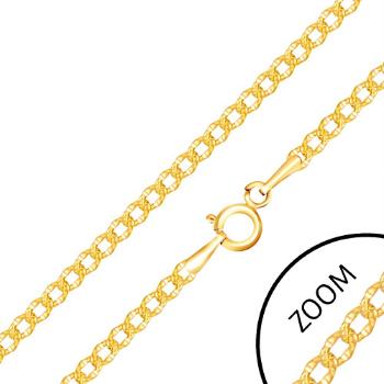 Retiazka v žltom 14K zlate - oválne články s gravírovanými bodkami, 500 mm