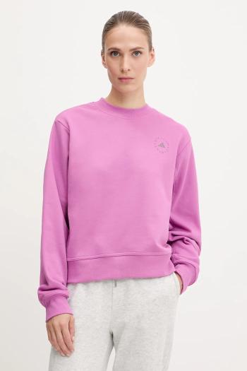 Bavlnená mikina adidas by Stella McCartney ružová farba, s nášivkou, JJ0151