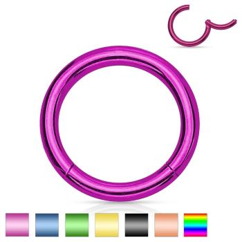 Piercing do nosa a ucha, oceľ 316L, jednoduchý lesklý krúžok, rôzne farby - Hrúbka x priemer: 1,2 mm x 9 mm, Farba: Dúhová