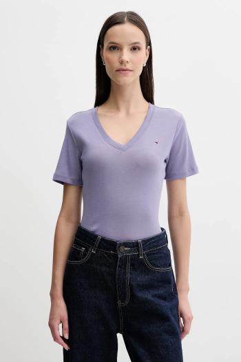 Bavlnené tričko Tommy Hilfiger dámske, tmavomodrá farba, WW0WW40584