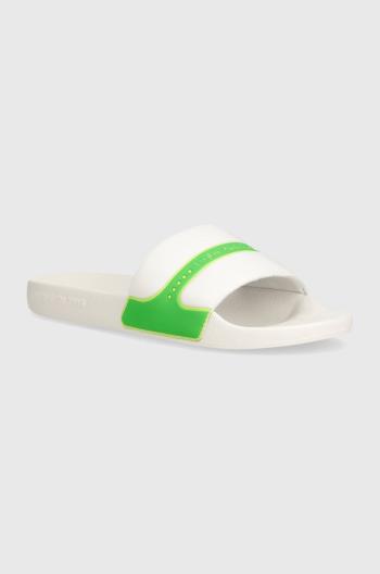 Šľapky Calvin Klein Jeans SLIDE NEOPRENE SNAP pánske, biela farba, YM0YM00960