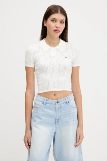Sveter Tommy Jeans biela farba, ľahké, DW0DW20965