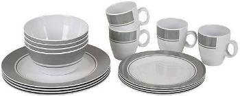 Kemping edény Bo-Camp Dinner set 16pcs melamine grey